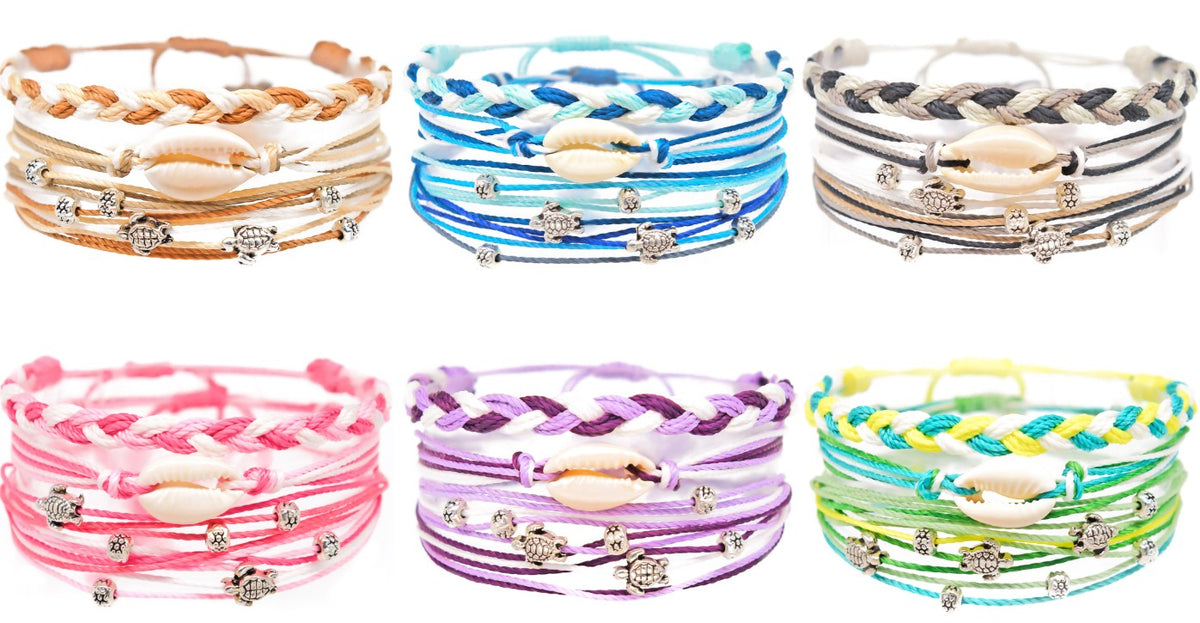WAXED COWRIE STACK BRACELET