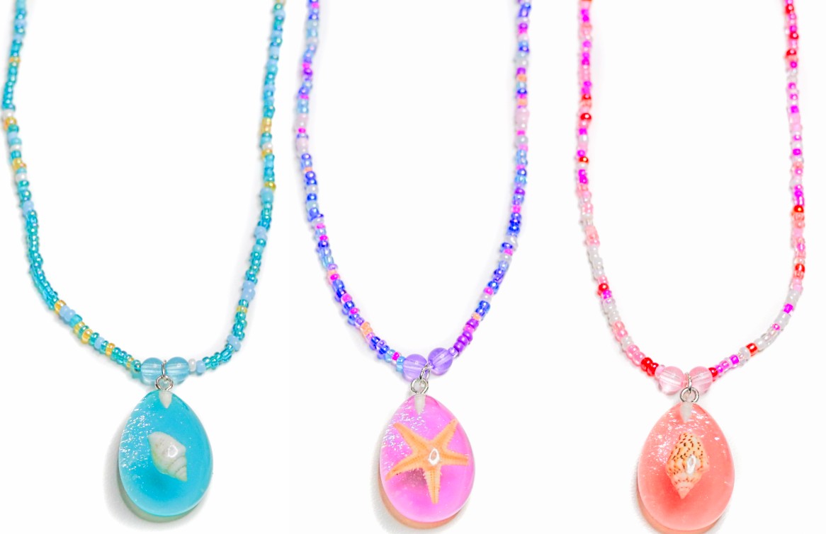 RESIN ON BEADED NECKLACE