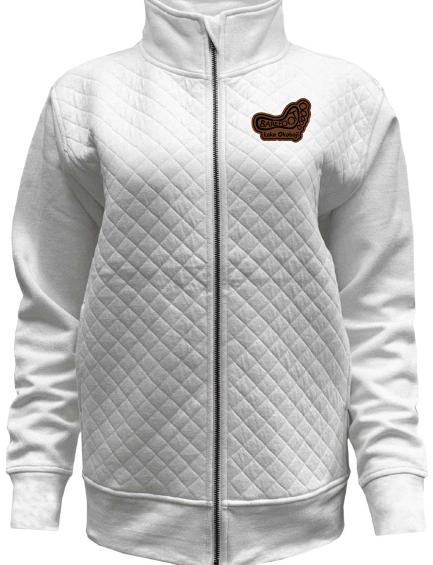QUILTED ZIP W/ LTHR PATCH