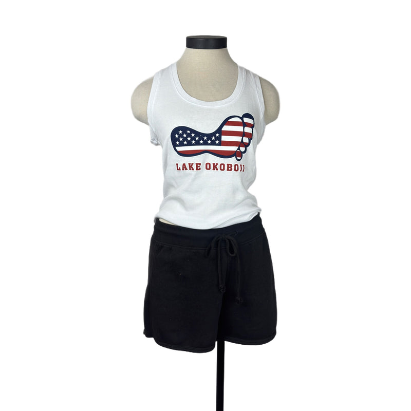 PATRIOTIC LOGO RIBBED TANK