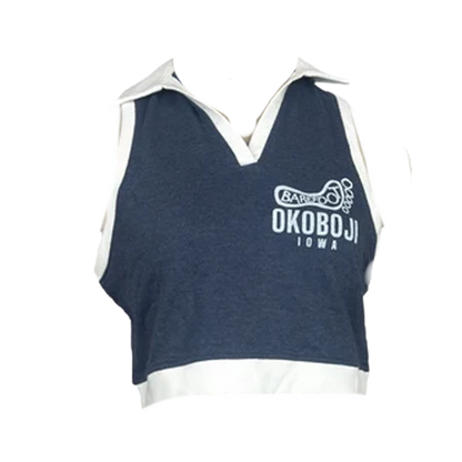 COLLARED CROP TANK BF LOGO