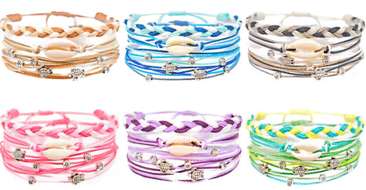 WAXED COWRIE STACK BRACELET