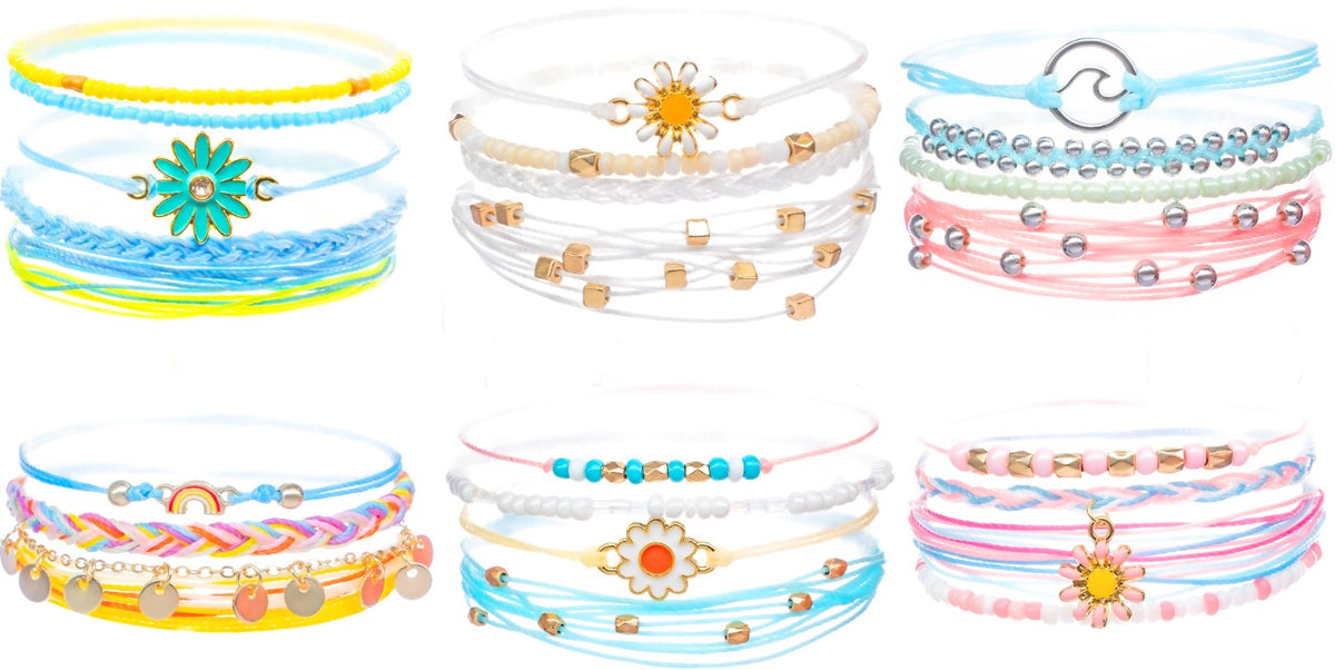 MIXED STACKS FLWR BRACLETS